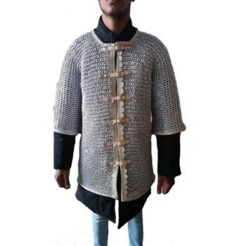 10mm Chainmail Shirt, Front Open Aluminium Shirt, Half Sleeves Shirt Flat Riveted with Solid rings, Thanks giving gift