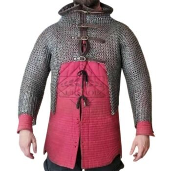 Chainmail Half Hauberk, 9mm Flat Ring Dome Riveted With Solid Ring