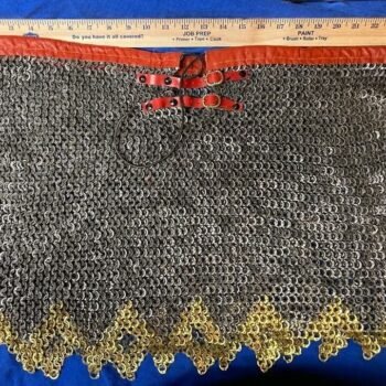Titanium Chainmail Skirt, 9MM Flat Ring Dome Riveted with Two Brass Row