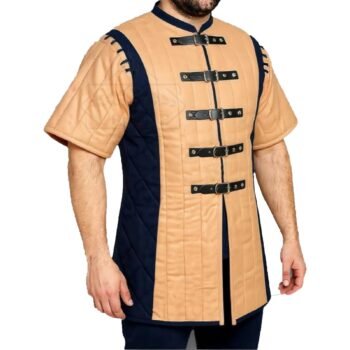 Medieval Gambeson Beige with Black Color For Larp Costume