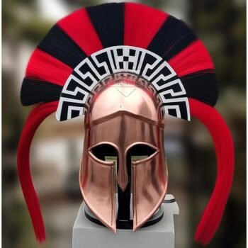 Corinthian helmets with Red & Black Plume 18 Gauge Steel Copper Antic Finish
