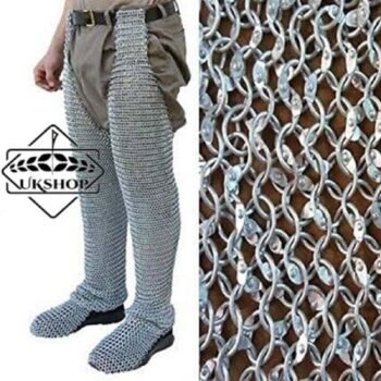 Chainmail Leggings, 9mm Round Riveted Chainmail Chausses Galvanized Leg Cowboy Costume Legs, Thanksgiving gift