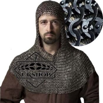 Chainmail Coif, 9mm Flat Riveted With Flat Washer