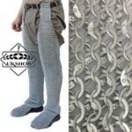 Chainmail Chausses Leggings, 10mm Round Riveted with Solid Rings, Chainmail Chausses Galvanized Leg, Thanks giving gift