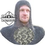 Chainmail coif, 9mm Round riveted with Solid Rings Chainmail coif / hood, Thanks giving gift