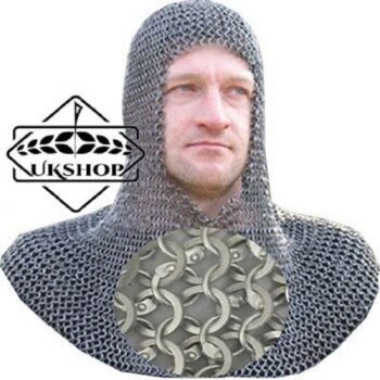 Chainmail coif, 9mm Round riveted with Solid Rings Chainmail coif / hood, Thanks giving gift