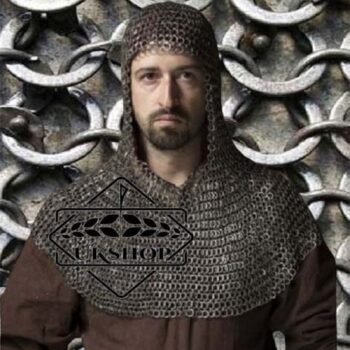 Chainmail Coif, 9mm Round Riveted With Solid Rings Coif, Thanksgiving gift