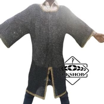 9mm Chainmail shirt, Flat Ring Dome Rivet with Solid Ring Chainmail Armour full Sleeves, Thanks giving gift