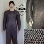 9MM Chainmail shirt, 9mm Wedge Riveted with Solid Rings Chainmail Full sleeves Haubergeon Shirt, Thanks giving gift