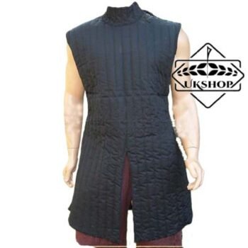 Designer Black Medieval Sleeveless Gambeson, Shoulder Openside For SCA Larp, Thanks giving gift
