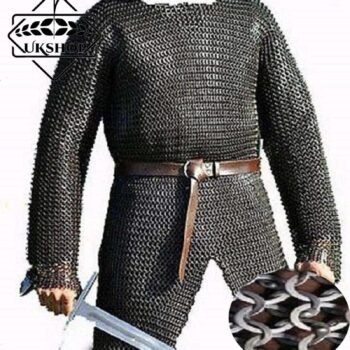 9mm Chainmail shirt, 9MM Flat Riveted With Solid rings Chainmail shirt, Hauberk Full Sleeves, Thanks giving gift