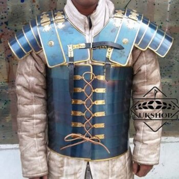 Roman Lorica Segmentata, Blue antic finish with Brass Line, Plate Armor, Roman Armor | Thanks giving gift