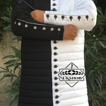 Black/White Long Sleeves Gambeson, Italian Doublet Gambeson For Event, Thanks giving gift