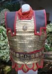 Brass Scale Lorica Squamata, Lorica SQUAMATA, large scales (36/26 ) MM with Natural Leather Shoulder, Thanks giving gift