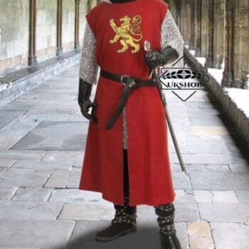 Solid Tunic with Embroidered Crest with Rampant Lion | Medieval Tunic | Cotton Embroidered Tunic, Thanks giving gift