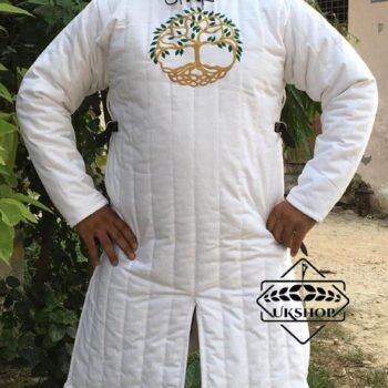 Embroidered Roman Tree white gambeson, long sleeve gambeson, Thanks giving gift