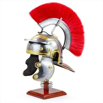 Roman Centurion Helmet With Red Plume, Roman Armor with Free Wooden Stand, Thanks giving gift