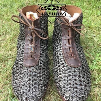Medieval Chainmail Shoes - 9 mm Flat Ring All Ring Dome Riveted