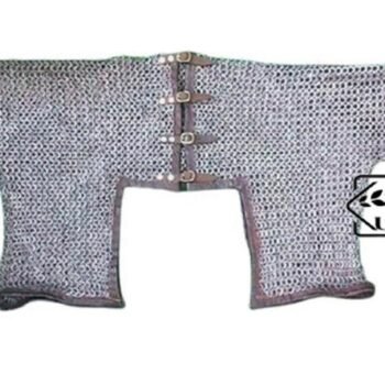 chainmail Half body Haubergeon, 9mm Flat Ring solid ring dome riveted with leather Full Trimmed, Esater