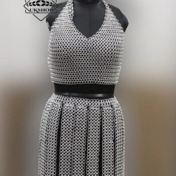 Chainmail Top with Skirt, Aluminium Sexy Bra, Handmade gift