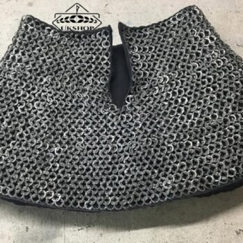 Stainless Steel medieval Aventail with Cotton Padded, 9mm Chainmail Aventail Flat riveted, Easter