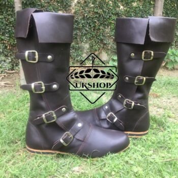 Medieval Leather Boots, Mans Black Leather boots, Thanks giving gift