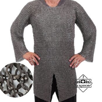 Chainmail Shirt, Stainless Steel 9mm Flat Ring Round Riveted Full Sleeves