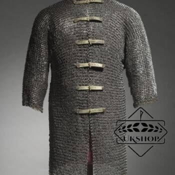 9mm Chainmail shirt, Flat riveted with Solid rings chain mail shirt, Hauberk shirt front open shirt, Full Sleeves Chainmail Shirt, Easter