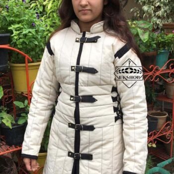 White Aketon Cloth For Female, Quilted gambeson, Thanks giving gift