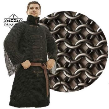 Chainmail Haubergeon Shirt, 10 MM Butted Round Ring Medieval Costume