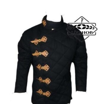 Black Medieval Gambeson,  Thick Padded Black Gambeson, Thanks giving gift