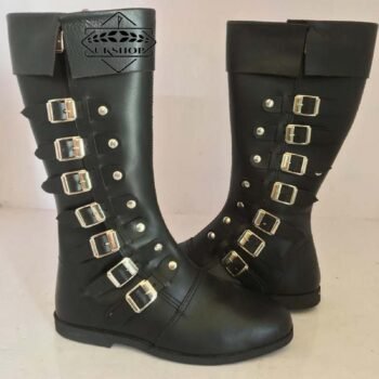 Medieval Leather Boots | Viking Pirate Boots Mans Black Long Shoes| Medieval leather boots for Medieval Leather Boots, Thanks giving gift