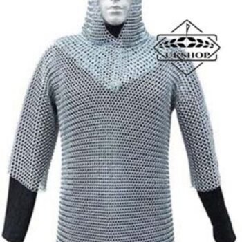 Butted Chainmail Shirt With Coif, Aluminum ChainMail Haubergeon, Easter