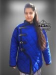Medieval Blue Female Padded Gambeson, Long sleeves Gambeson, Thanks giving gift