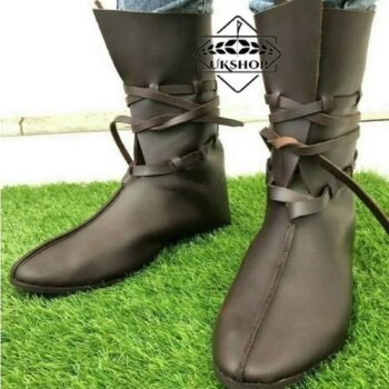 Oseberg Viking Boots, viking Black Medieval Leather shoes, Thanks giving gift