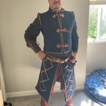 Averland Warhammer Gambeson With Leather Trimmed, Padded Gambeson For Sca Larp