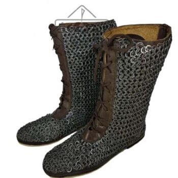 Leather Boots, 10mm Chainmail Shoes Flat Ring All Ring Riveted Medieval Leather Shoes, Thanks giving gift