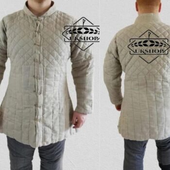 White Costume Gambeson with Full Sleeves, Aketon Gambeson, Thanks giving gift