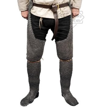 9mm Wedge Riveted Chainmail Chausses, Flat Wedge Riveted with Flat Solid Ring Combination Chausses, Easter