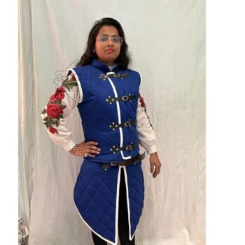 Medieval Female Witcher Costume Gambeson with Brass Buckles, Thanks giving gift
