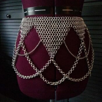 Chainmail Mini Skirt, Swim Chainmail Skirt,Ornamental Belt Belly Dance Belt Aluminium | Mothers day gifts
