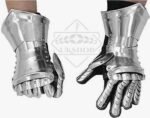 Medieval Gauntlets Steel With Leather Gloves Inside