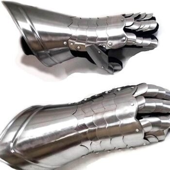Medieval Handcrafted Gauntlet Armor Steel and Leather Hand Protective Gloves, Thanks giving gift