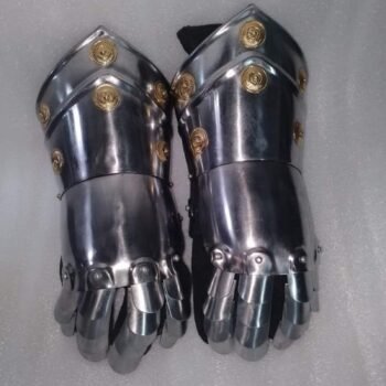 Medieval Handcrafted Gauntlet Armor Steel and Leather Hand Protective Gloves, Thanks giving gift