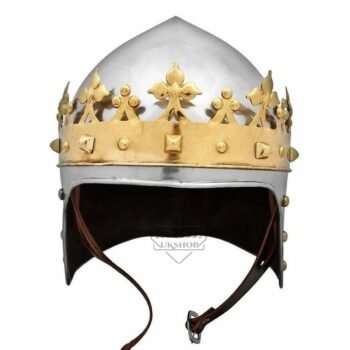 Medieval King Helmet Replica With Antique Crown Adjustable Leather Inner, Thanks giving gift