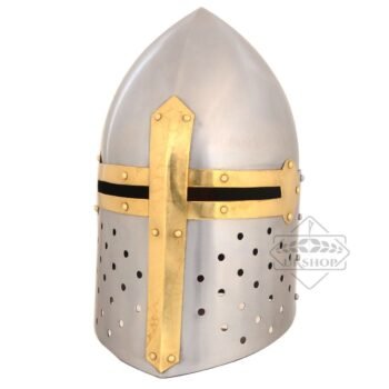 Medieval Sugarloaf Helmet, Knight Armor Crusader Helmet with Free wooden Stand | Thanks giving gift