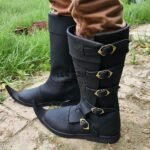 Medieval Knight Boots - Black Leather Boots