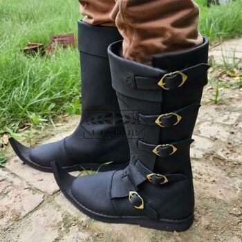 Medieval Knight Boots - Black Leather Boots