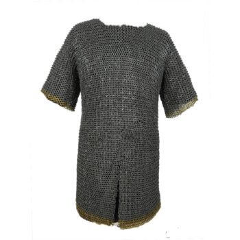 Chainmail Shirt - 9 MM Flat Riveted With Solid Rings Brass Trim