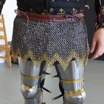 Chainmail Knight Skirt, 9MM Flat Ring Dome Riveted with Two Brass Row